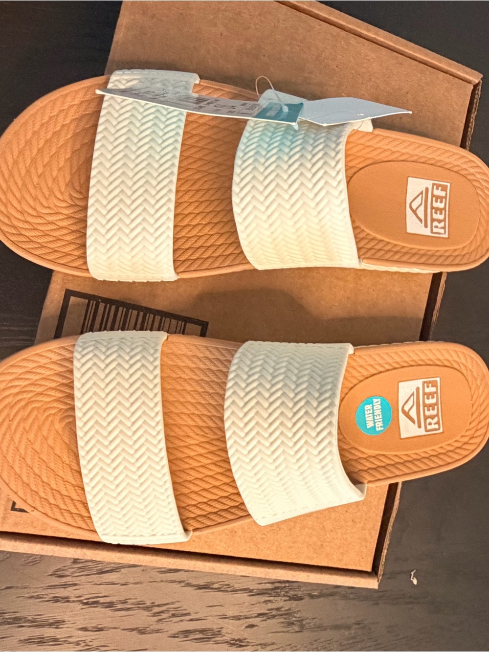 Reef Water Vista Slide Sandals in White and Tan - Picture 5 of 6